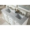 James Martin Vanities Bristol 60in Double Vanity, Bright White w/ 3 CM Arctic Fall Solid Surface Top 157-V60D-BW-3AF